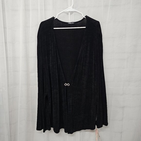 Vintage Vikki Vi Y2K Cardigan Black Liquid Knit Goth Whimsigoth 3X NWT - Picture 9 of 9